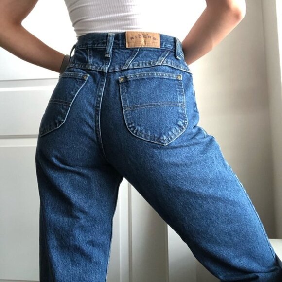Lee VTG Rich Blue High Rise Tapered Leg Mom Jeans 90s - Picture 1 of 11